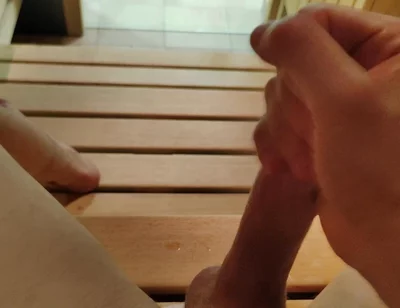 Young Skinny White Boy Jerking in the Sauna