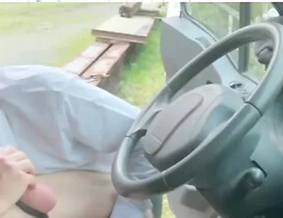 Masked Cock Sucker In Suit Blows My Big Dick In My Truck With The Door Wide Open