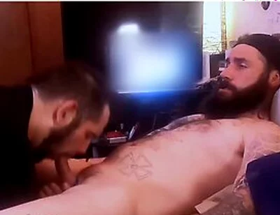 Tattooed Straight Guy Gets Sloppy Blowjob From Cum Hungry Fag