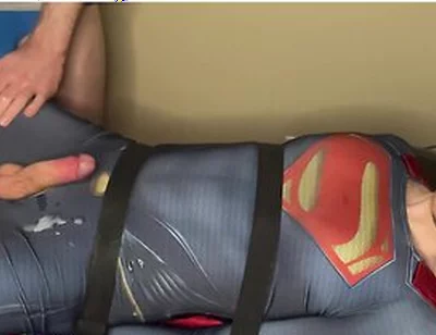 Tied Superman Cumshot Twink