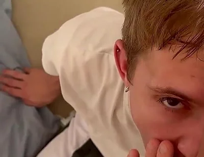 Cute Guy Sucks a Big Cock and Then Accepts, Fucked and Cumshot