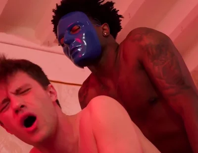 Masked Inked Stud Interracial Bareback Ends With Creampie