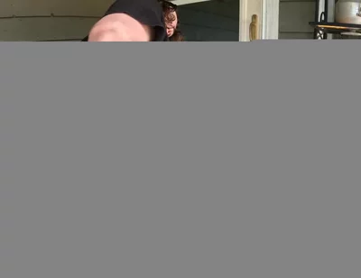 I went out to my back porch and fucked myself with my dildo