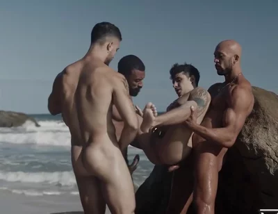 Watch A Group Of Handsome Muscular Studs Have An Outdoor Wild Orgy By The Beach - Andy Rodrigues And Markin Wolf