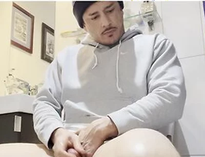 Stepdaddy In Gray Hoodie Jerkin Off