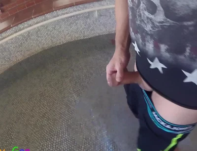 Masturbate with a Thick Foreskin Penis, Tread Water and Squirt Hot Sperm Onto a Towel