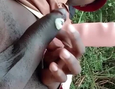 Outdoor playing with my dick and my huge dildo until cumshot