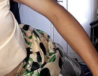 Cum Wearing Satin Set of Tank Top and Skirt