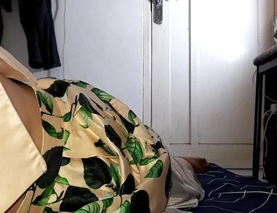 Cum Wearing Satin Set of Tank Top and Skirt