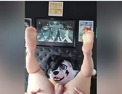 Femboy Furry Stretches His Hole With And Cums With A Bad Dragon Rex Knot Smashing His Puppy Button