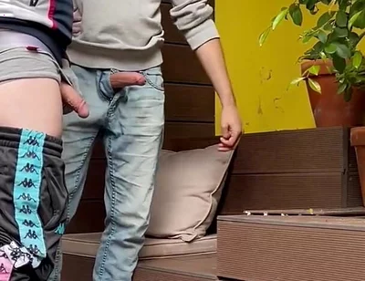 2 Boys Try to Piss in a Glass (one of Them Starts to Get Hard)