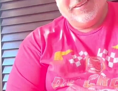 Big Belly on Belgium Grandfather Has Huge Mushroom Head and Has Large Sprays of Juice