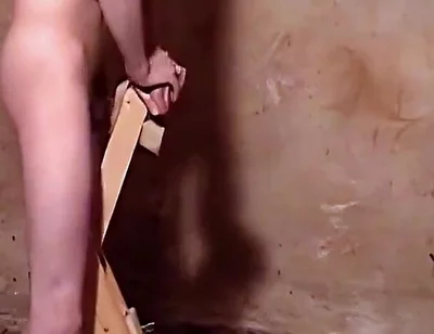 Fleshlight Stand Fuck with Wooden Anal Plug Masturbation
