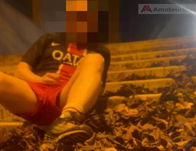 Amateur Boy in Football Gear Caught Wetting Himself in the Street