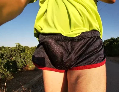 Tight Shiny Sport Shorts Bulging Routine (freeballing Outdoors)