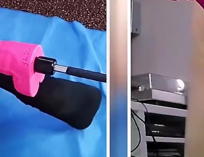 Fabulous Fucking Machine Anal Dildo Fucking in Chastity Cage
