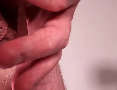 A Bear's Post Fuck Limp & Uncut Cock with a Drop of Cum on the Foreskin