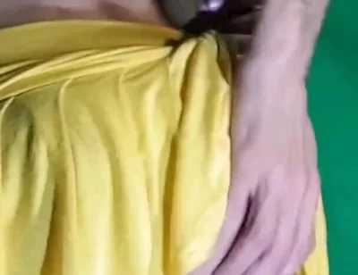 Pale Yellow Thong Under Yellow Skirt