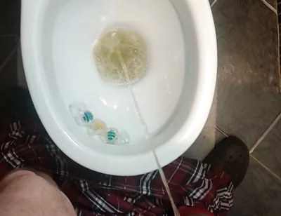 Uncut Cock Morning Pissing in Toilet