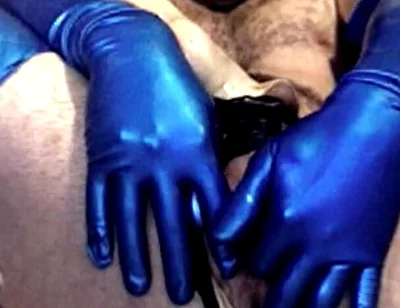 Latex Masked Sub in Stockings Fucks Its Ass with Huge Dildo