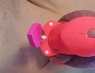Anal Dildo Fucking and Squirting While Locked in Chastity