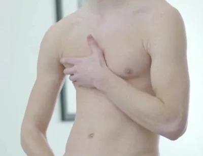 Innocent shy boy wanking his big uncut cock