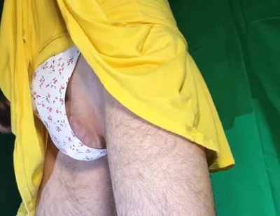Flowery Seamless Thong with Yellow Skirt