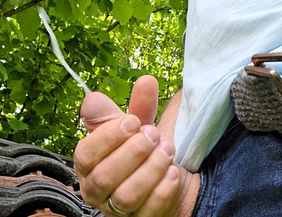 My Big Fat Cock! Playing and Cumming Outside