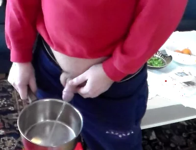 John Is Pissing Into a Kitchenpot