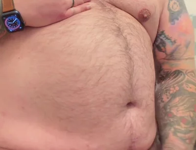 Chubby Tattooed Hairy Bear Cumshot. with His Big Cock.