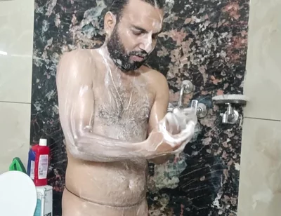 Desi Police Officer Having Shower