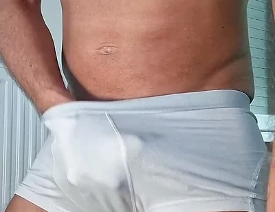 I Masturbate in My White Boxers and Take Out My Big Cock