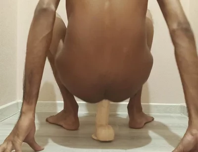 Dirty Gay Boy Taking a Huge Cock Dildo in His Asshole and Moaning Hard