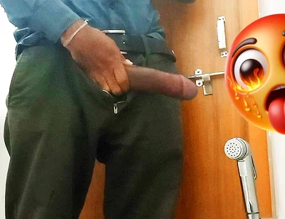 Today in the Office Toilet, I Spit on My Cock, Masturbated and Ejaculated
