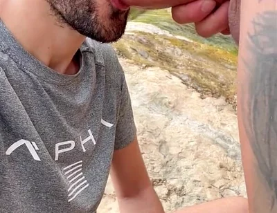 Hot Stepdaddy Sucking Massive Cock Outdoors