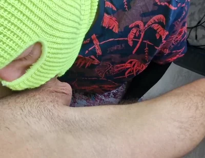 A Man in a Skirt Sucks My Huge Dick, Eat My Cum Man!