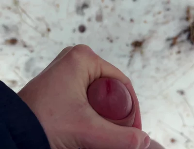 Handy POV - Twink Wixt His Cock in the Forest - in Winter