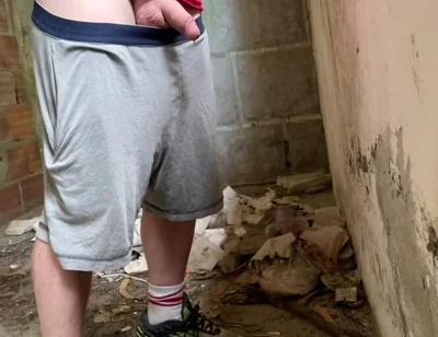 Boy Caught Pissing Handsfree in an Abandoned Building