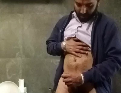 Indian Desi Man Enjoy Penis Massage in Bathroom
