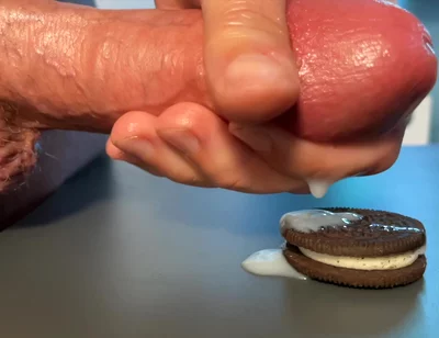 Slow-mo Oreo Cumshot: Dripping Sperm Load on Cookie Close-up!
