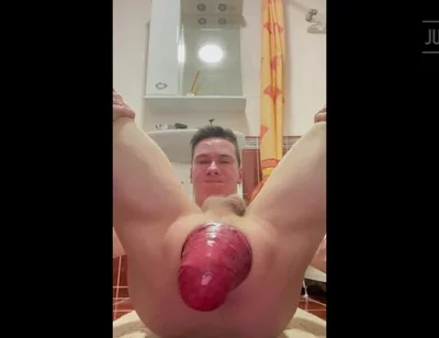 Huge Anal Prolapse in the Bathroom in Different Poses