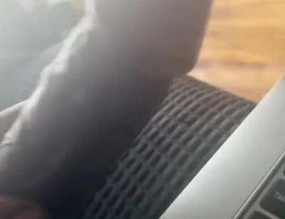 Stroking My Big Black Cock Watching Porn