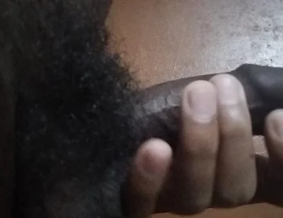 Masturbating,rubbing, and Slapping My Hairy Uncut Black Cock After Long Time