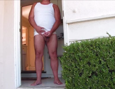 Side Door Jerkoff and Cum