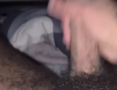 Hairy Black Man Jerking off Before Bed
