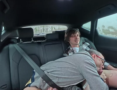 Two Straight Sucks Each Other and Tries to Fuck in the Back of a Car
