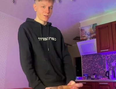 Skinny Boy Making a Huge Mess with His Thick Dick