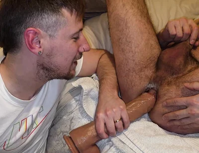 Fucking My Horny Pervy Taboo Step Dad with My Dick and a Dildo and Ny Husband Spunked on His Face