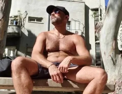 Guy Struck His Dick Public Park Sunny Day