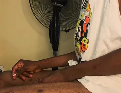 Skinny African Boy First Cum on Cam